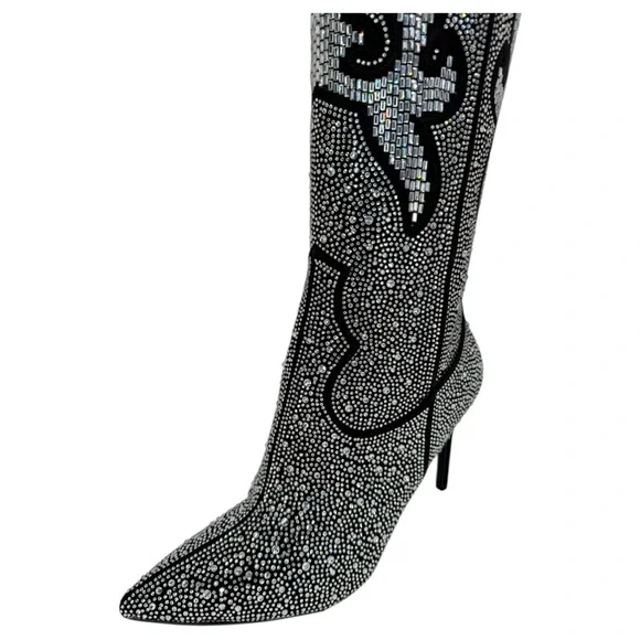 INC Iresa4 Rhinestone Crusted Western Style OTK Heeled Womens Boots Size 9M - Picture 7 of 15